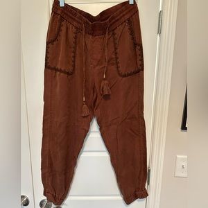 Women’s cute embroidered joggers. Rust color. Size Medium only worn twice